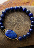 Boho Bracelet, Stretchy Bracelet, Blue Lapis Luzuli and Black Agate